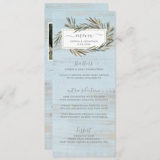 Eenvoudig menu Rustisch hout Botanische kruidenbru (Voorkant / Achterkant)