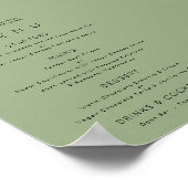 Eenvoudig menu Sage Green Weddenschap Poster (Hoek)
