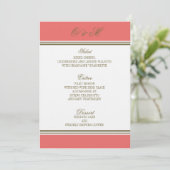 Eenvoudig menu Stripe Coral Wedding (Staand voorkant)