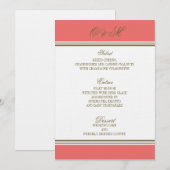Eenvoudig menu Stripe Coral Wedding (Voorkant / Achterkant)