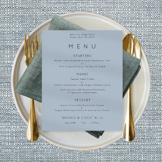 Eenvoudig menu Stusty Blue Wedding Poster