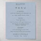 Eenvoudig menu Stusty Blue Wedding Poster (Voorkant)