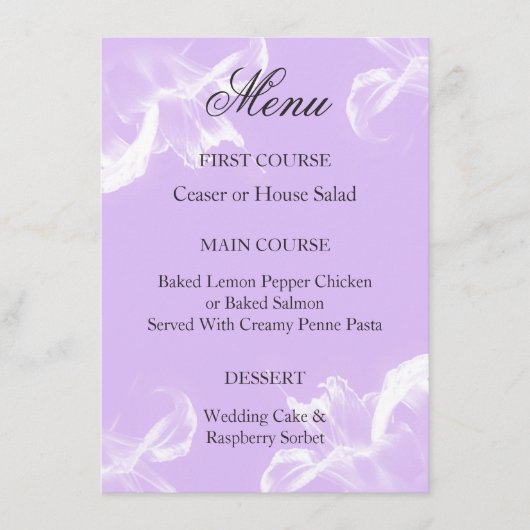 Eenvoudig menu Tiger Lily Floral Wedding (Voorkant)