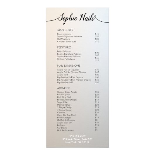 Eenvoudig menu van de Dienst van de Lijst van de P (Voorkant)