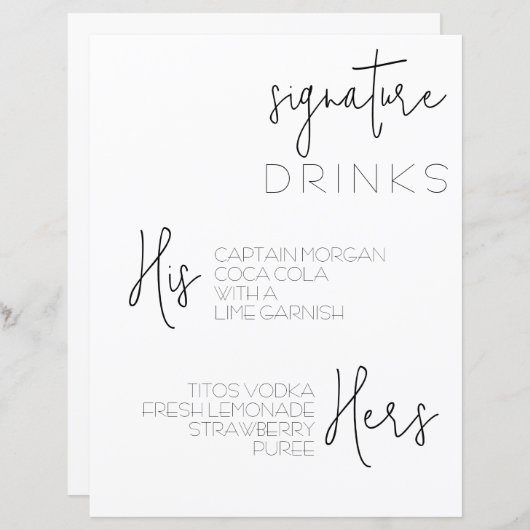 Eenvoudig menu van de handtekeningenbalk (Voorkant / Achterkant)