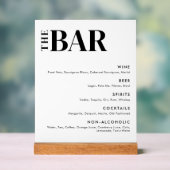 Eenvoudig menu van de moderne verbindingsbalk acryl bord (Neutraal)