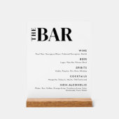 Eenvoudig menu van de moderne verbindingsbalk acryl bord (Voorkant)