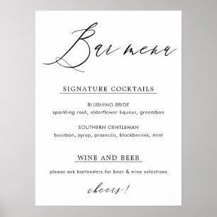 Eenvoudig menu van Elegant-kalligrafienbalk Poster
