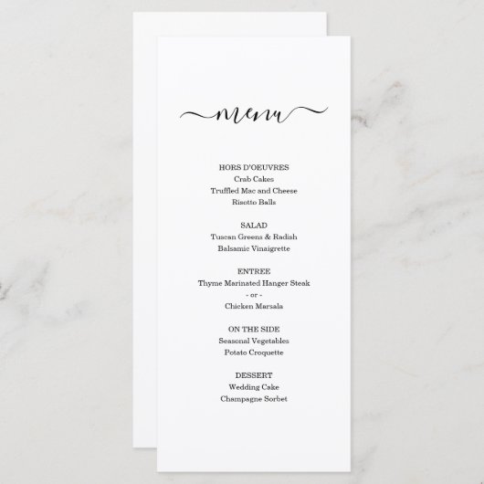 Eenvoudig menu voor bruiloften of andere speciale  (Voorkant / Achterkant)