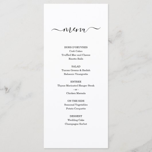 Eenvoudig menu voor bruiloften of andere speciale  (Voorkant)