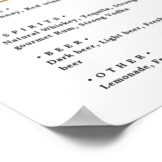 Eenvoudig menu voor de trouwbalk voor zwart-wit en poster (Hoek)