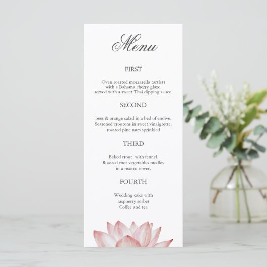 Eenvoudig menu voor vier cursussen bloeiende Flora (Staand voorkant)
