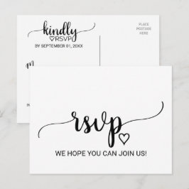 Eenvoudig menu voor zwarte kalligrafie Keuze RSVP
