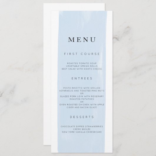 Eenvoudig menu Waterverf bruiloft (Voorkant / Achterkant)