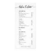 Eenvoudig menu White Calligraphy Salon Service (Voorkant)