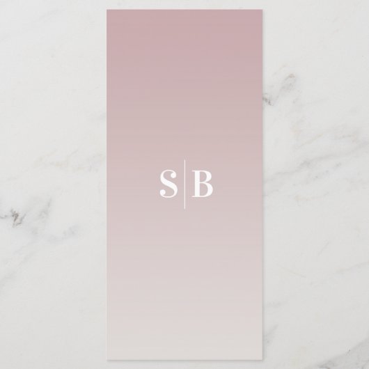 Eenvoudig menu Wit-huwelijk van Ombre Mauve & Gard (Achterkant)