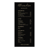 Eenvoudig menu Zwart script salon Service (Voorkant)
