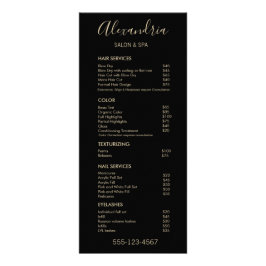 Eenvoudig menu Zwart script salon Service