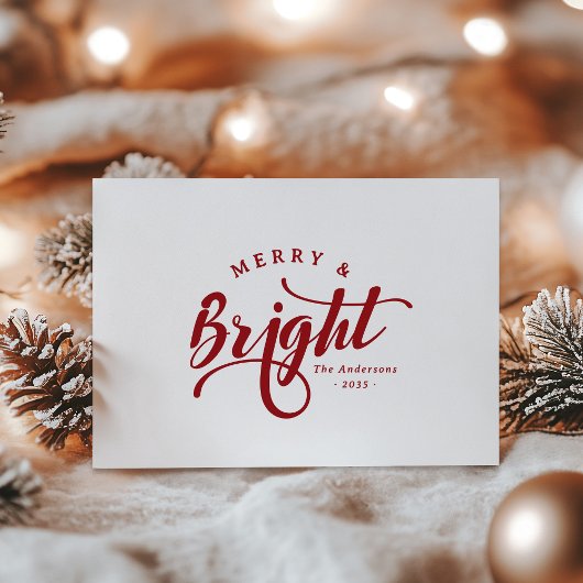 Eenvoudig Merry and Bright Calligraphy Schrift Feestdagen Kaart