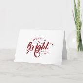 Eenvoudig Merry and Bright Calligraphy Schrift Feestdagen Kaart (Voorkant)