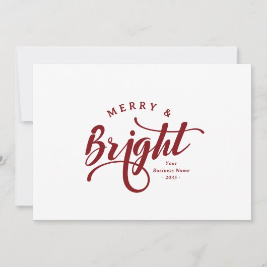 Eenvoudig Merry and Bright Script Zakelijk Logo Feestdagenkaart (Voorkant)