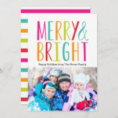 Eenvoudig Merry & Bright Holiday-fotokaarten Feestdagenkaart (Voorkant / Achterkant)