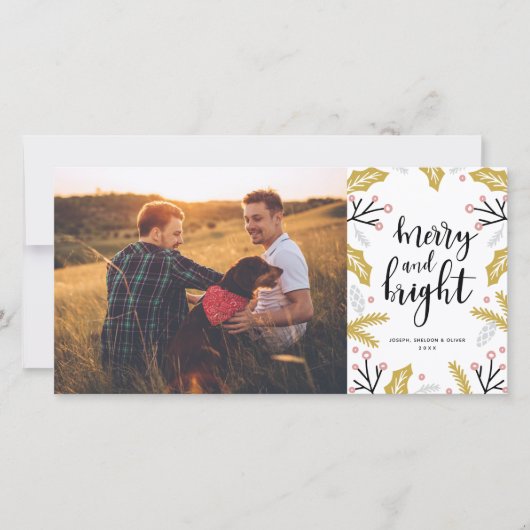 Eenvoudig Merry & Bright | LGBT Photo Holiday Card Feestdagenkaart (Voorkant)