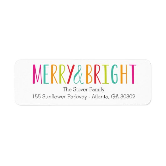 Eenvoudig Merry & Bright Vakantie Adresetiketten Etiket (Voorkant)