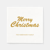 Eenvoudig Merry Christmas Gold Casual scriptpapier Servet (Voorkant)