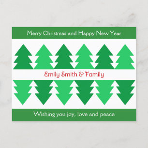 Eenvoudig Merry Christmas Green Tree Design Feestdagenkaart