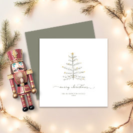 Eenvoudig Merry Christmas Tree Script Square Feestdagenkaart