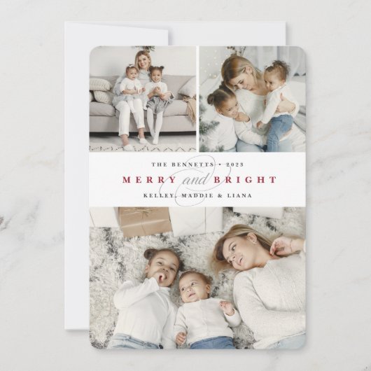 Eenvoudig Merry Cranberry | 3 Fotovakantie Feestdagenkaart (Voorkant)