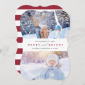 Eenvoudig Merry Cranberry | Twee foto Feestdagenkaart (Voorkant / Achterkant)