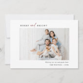 Eenvoudig 'Merry' en 'Bright Family Photo Landscap Feestdagenkaart (Voorkant)