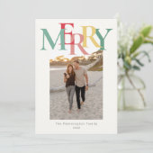 Eenvoudig Merry Foto Flat Red Green Yellow Feestdagenkaart (Staand voorkant)