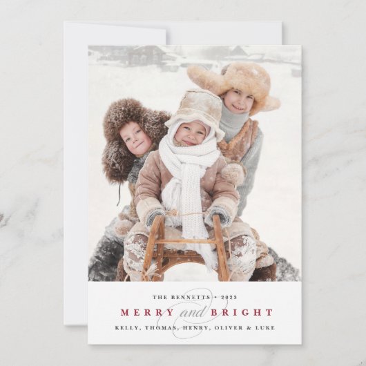 Eenvoudig Merry Holiday-fotokaart | Cranberry Feestdagenkaart (Voorkant)