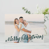 Eenvoudig Merry kerst Full Photo | Hunter Green Kaart (Staand voorkant)