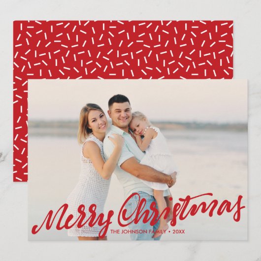 Eenvoudig Merry kerst Full Photo | Rood Kaart (Voorkant / Achterkant)