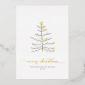 Eenvoudig 'Merry kerstboomscript' Folie Feestdagenkaart (Voorkant)