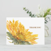 Eenvoudig met de hand gekleurde zonnebloem Funeral Bedankkaart (Staand voorkant)