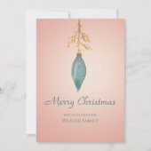 Eenvoudig met de hand geschilderd waterverf turquo feestdagenkaart (Voorkant)