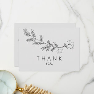 Eenvoudig met de hand geschreven Floral Stem Funer Bedankkaart