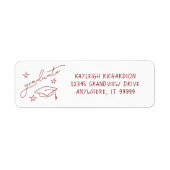 Eenvoudig met de hand getekend Afstuderen retour-a Etiket (Voorkant)