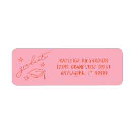 Eenvoudig met de hand getekend Afstuderen retour-a Etiket