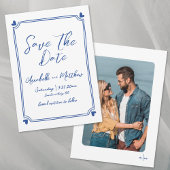 Eenvoudig met de Hand Getekend Foto Blauw Whimsica Save The Date