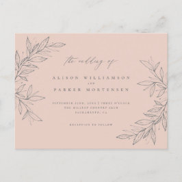 Eenvoudig met de hand getekend groen blush Botanic Uitnodiging Briefkaart