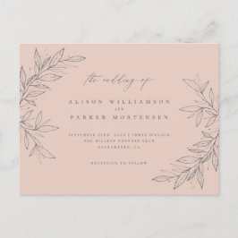 Eenvoudig met de hand getekend groen blush Botanic Uitnodiging Briefkaart