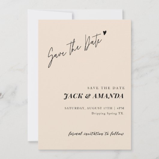 Eenvoudig met de hand getekend Script Wedding slaa Save The Date (Achterkant)