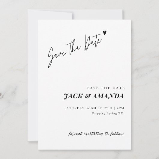 Eenvoudig met de hand getekend Script Wedding slaa Save The Date (Achterkant)