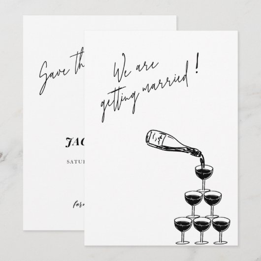 Eenvoudig met de hand getekend Script Wedding slaa Save The Date (Voorkant / Achterkant)